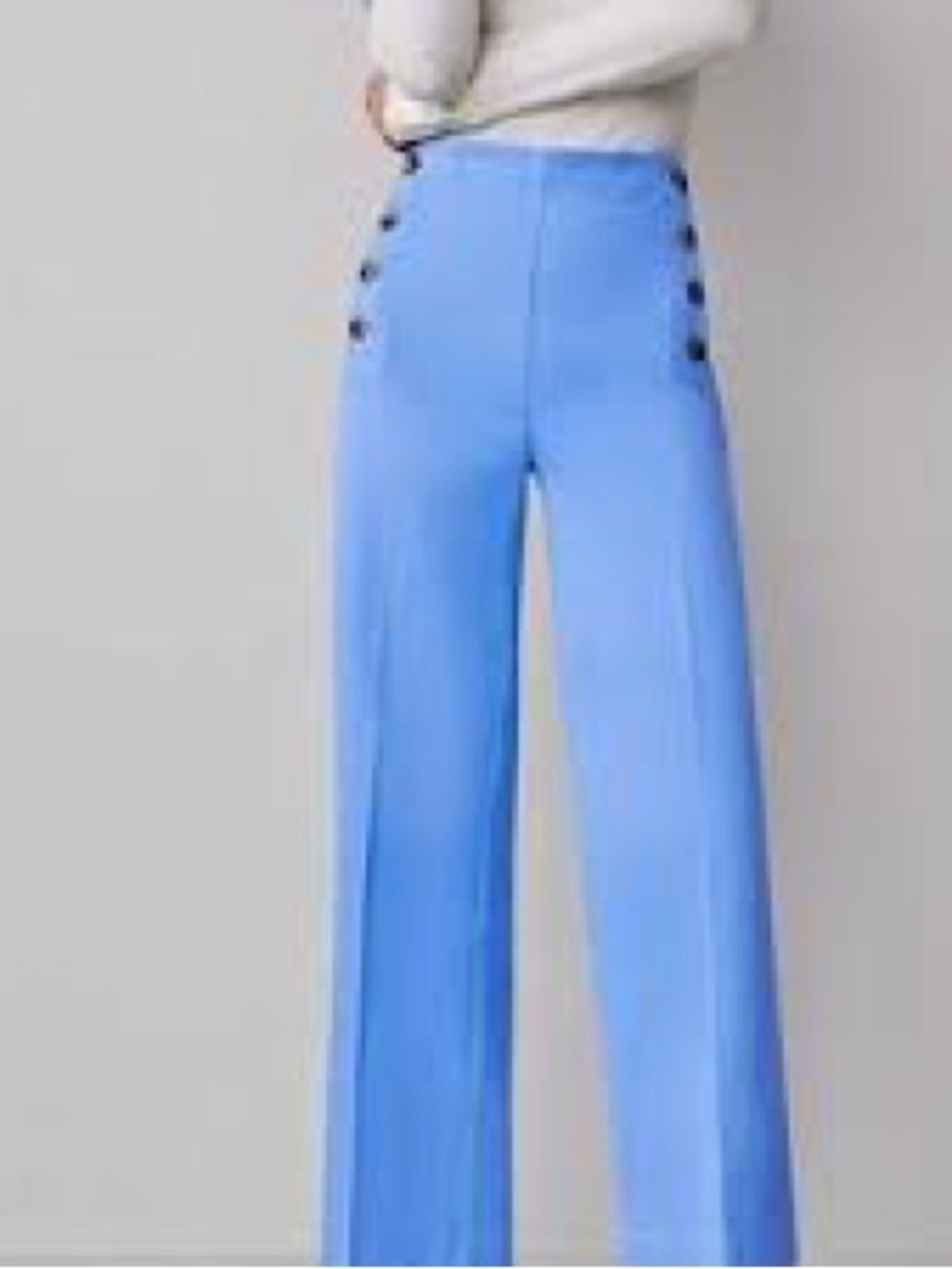 Ann Taylor Blue Wide-Leg Sailor-Button Trousers
